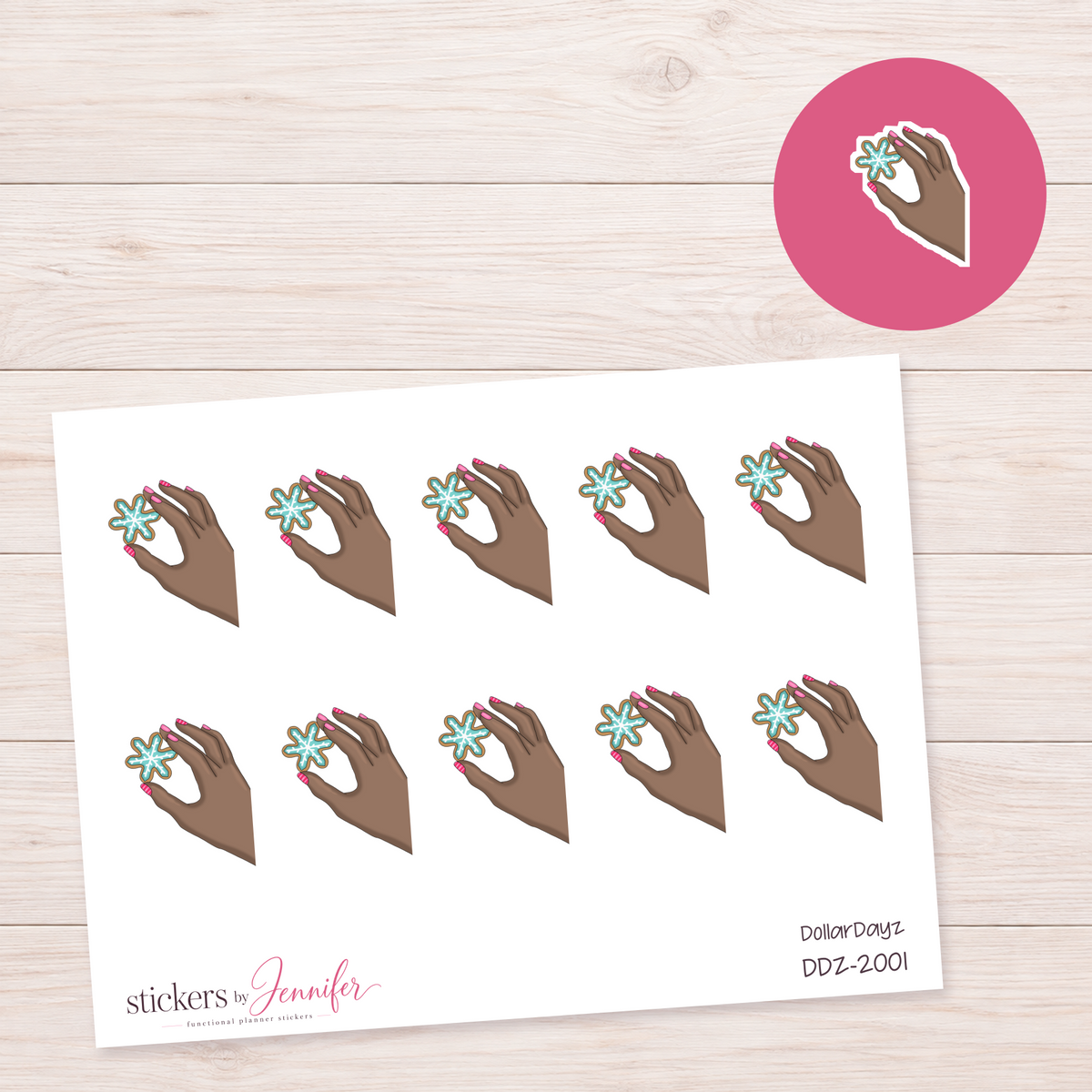 Snowflake Cookie in Hand Planner Stickers | DDZ-2001