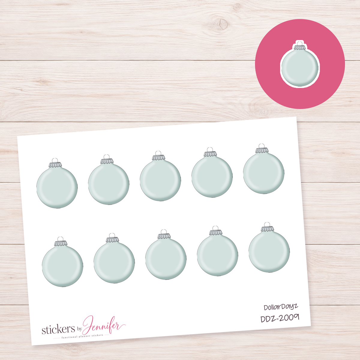 Pale Mint Ornament Planner Stickers | DDZ-2009