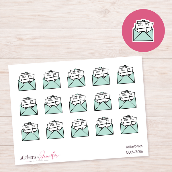 Mint Bill Envelope Planner Stickers | DDZ-2015