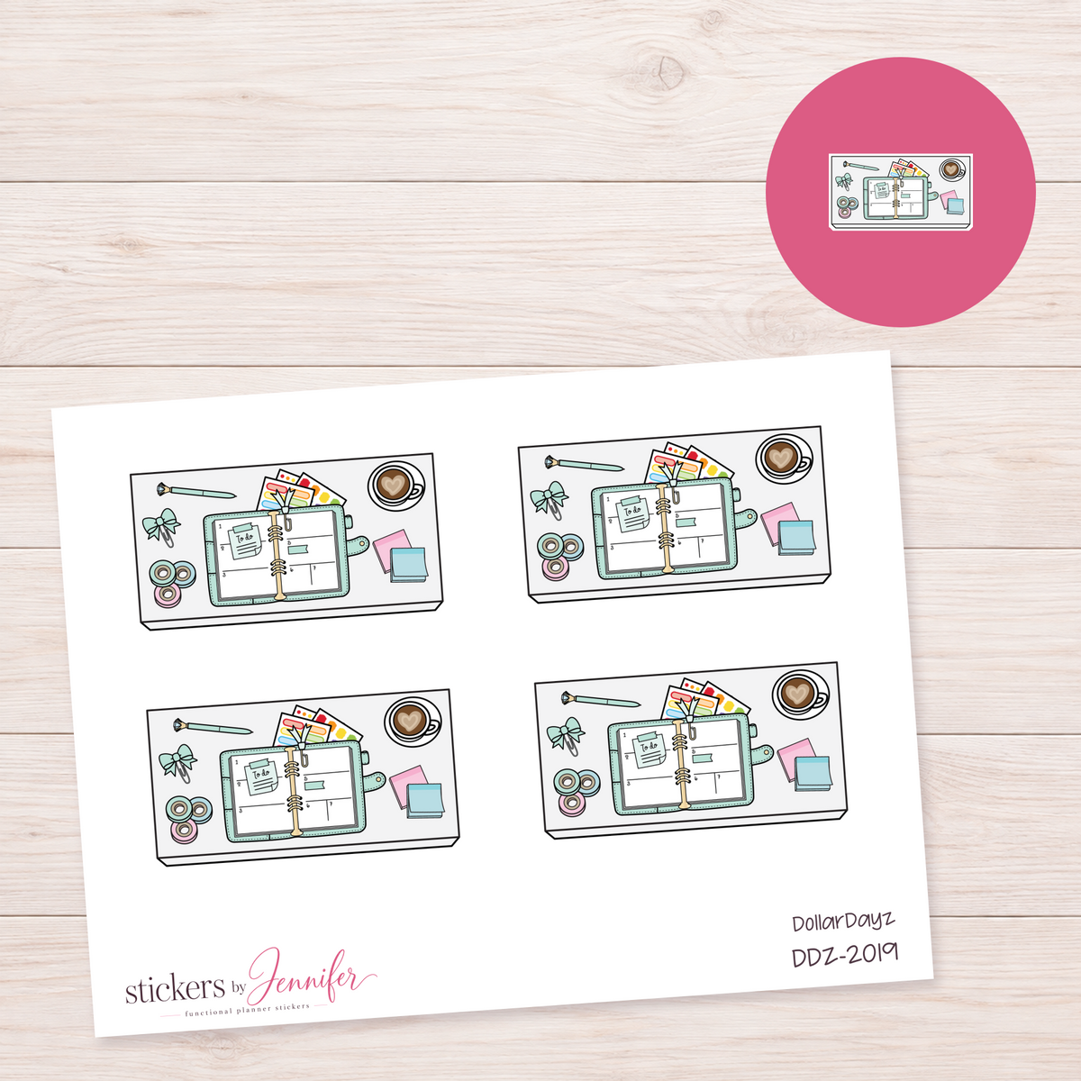 Mint Open Planner Workspace Planner Stickers | DDZ-2019