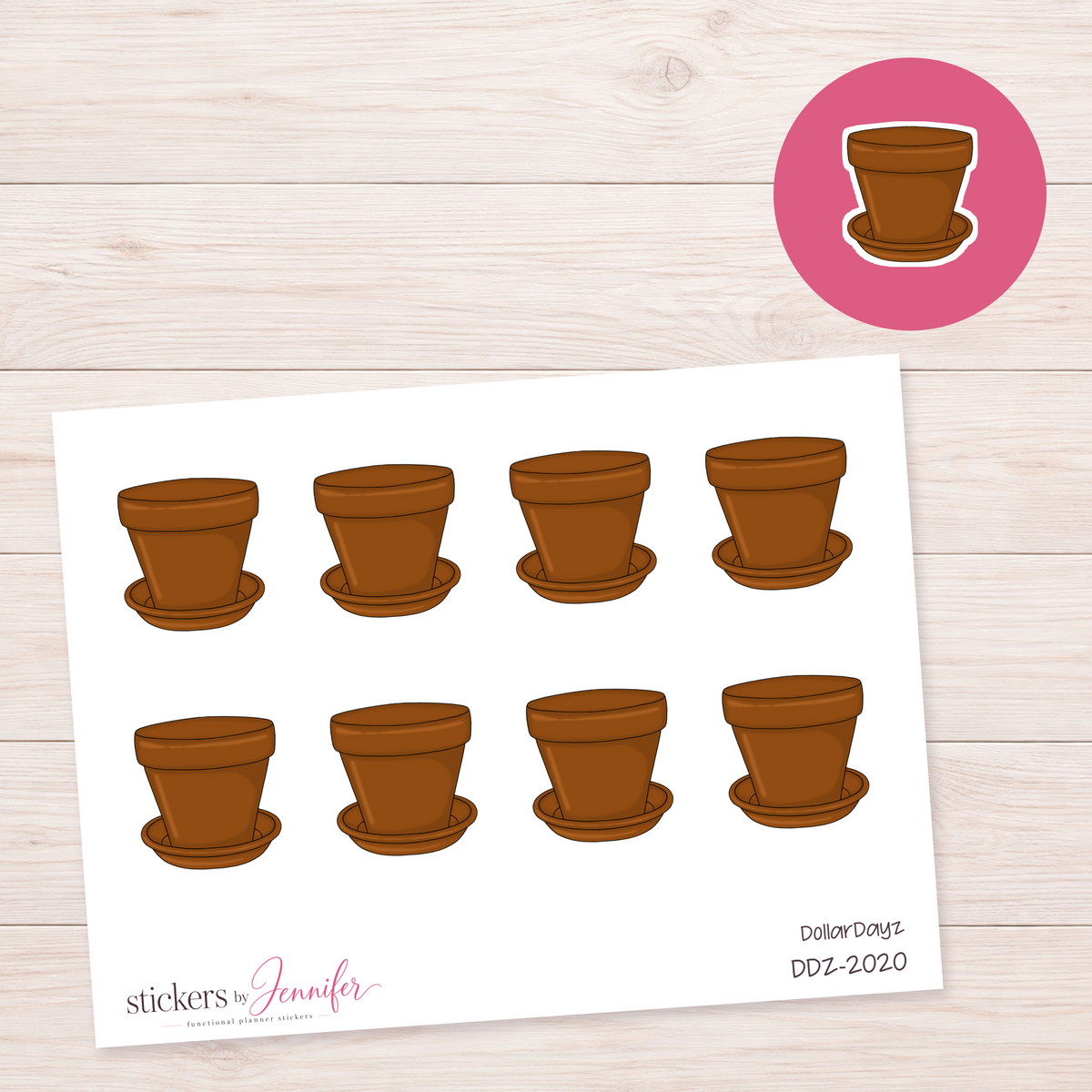 Brown Flowerpot Planner Stickers | DDZ-2020