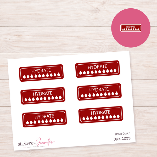 Deep Red Hydration Tracker Planner Stickers | DDZ-2033