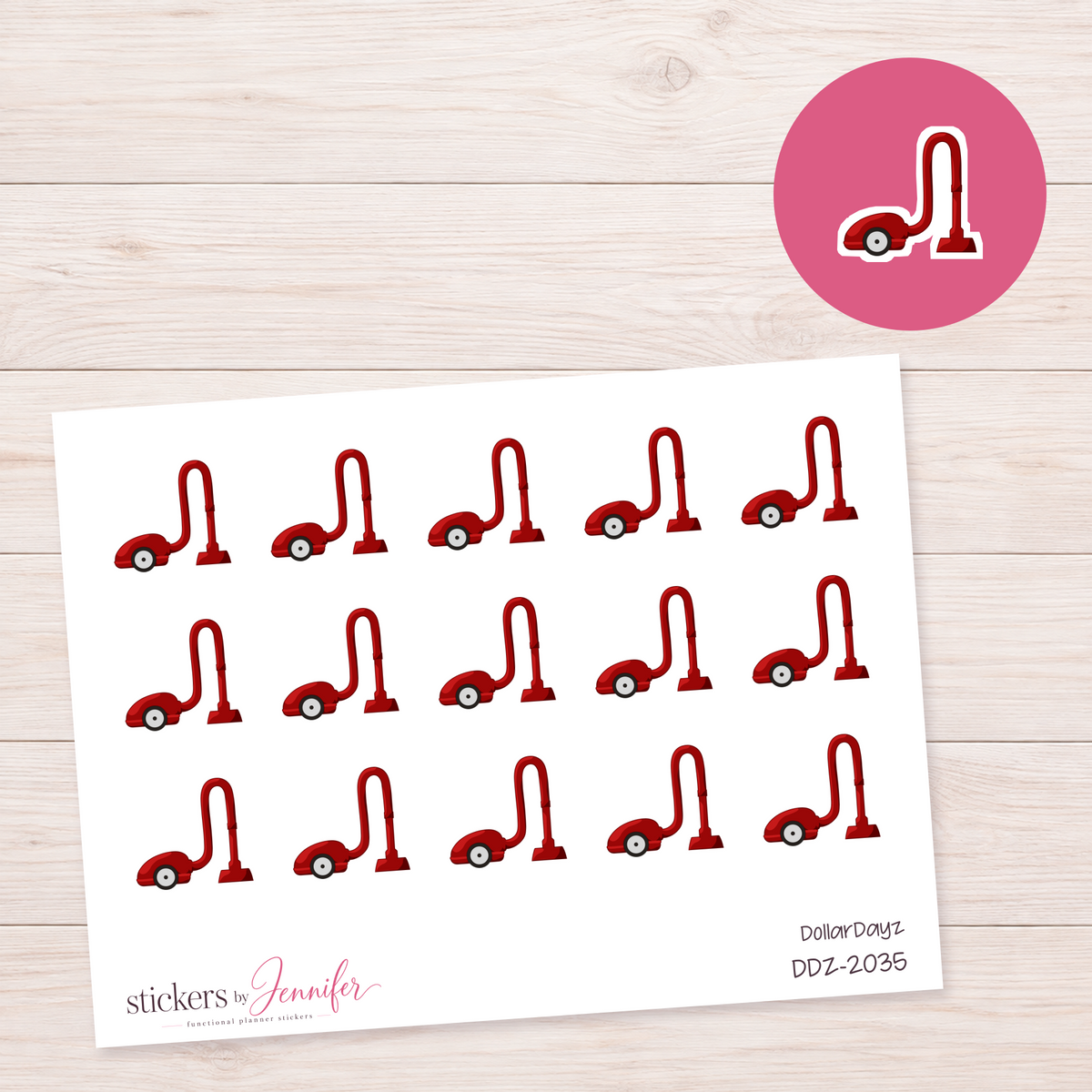 Deep Red Vacuum Cleaner Planner Stickers | DDZ-2035