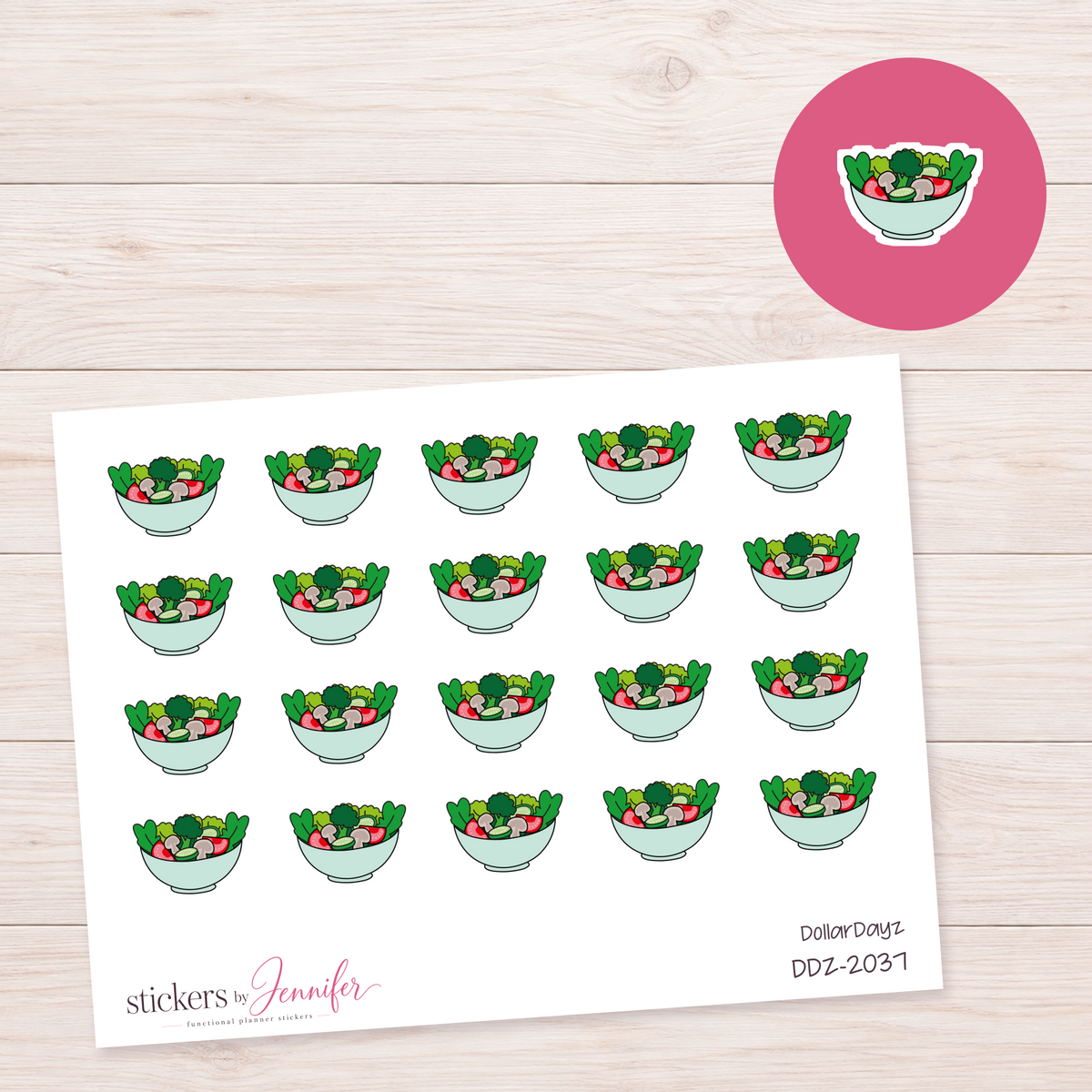 Mint Salad Bowl Planner Stickers | DDZ-2037