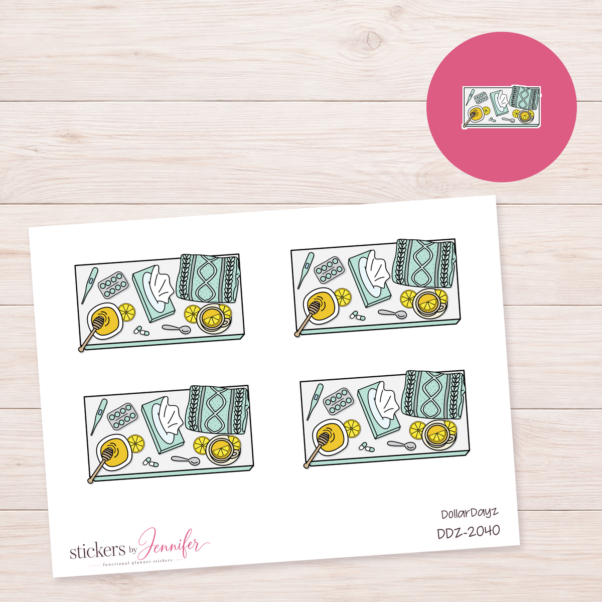Mint Self-Care Supplies Planner Stickers | DDZ-2040
