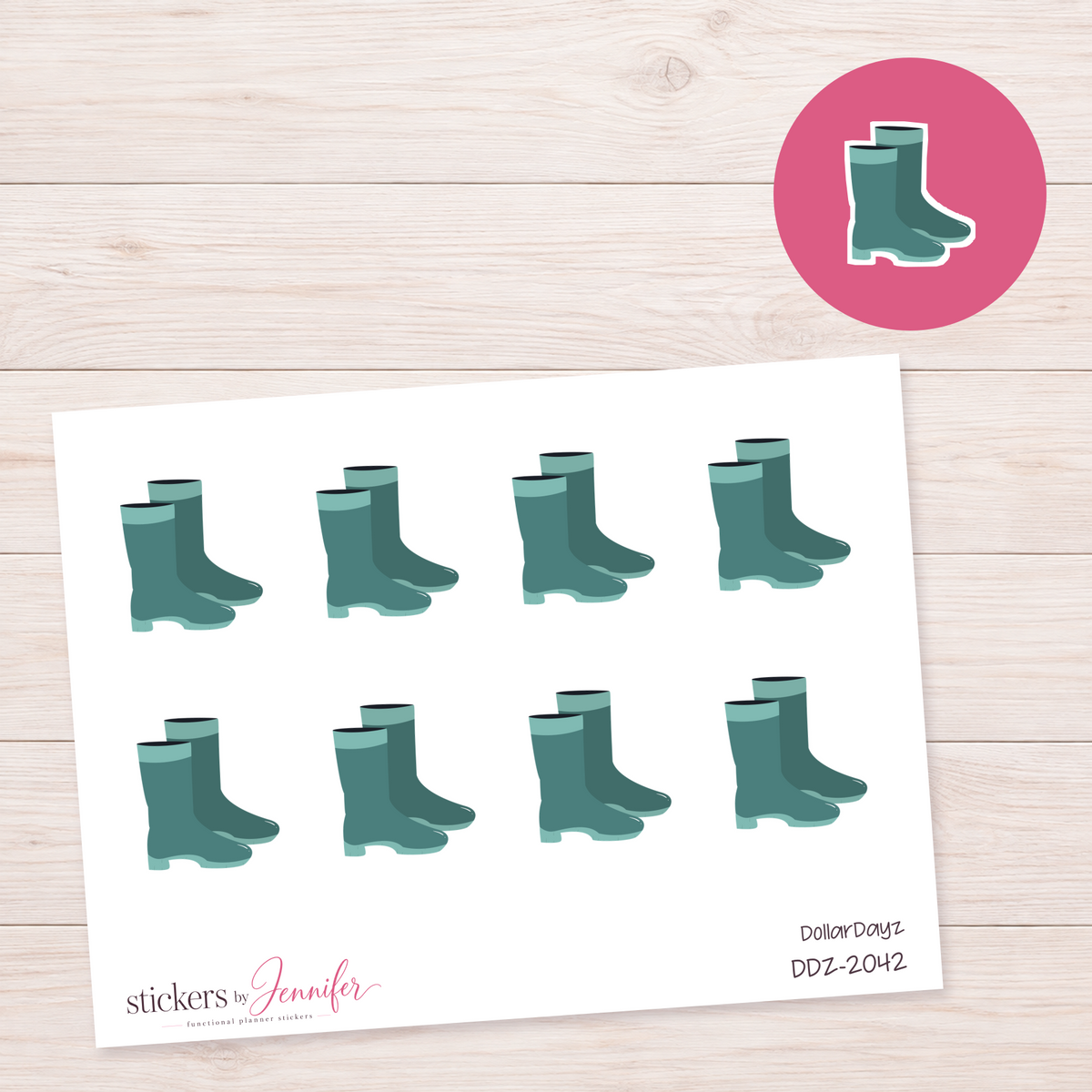 Teal Rain Boots Planner Stickers | DDZ-2042