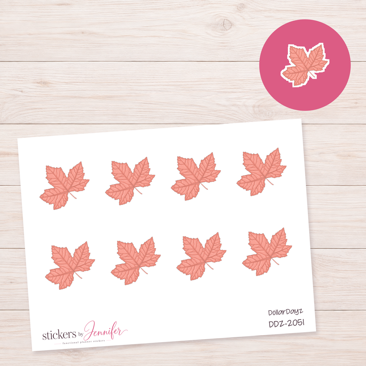 Coral Maple Leaf Planner Stickers | DDZ-2051