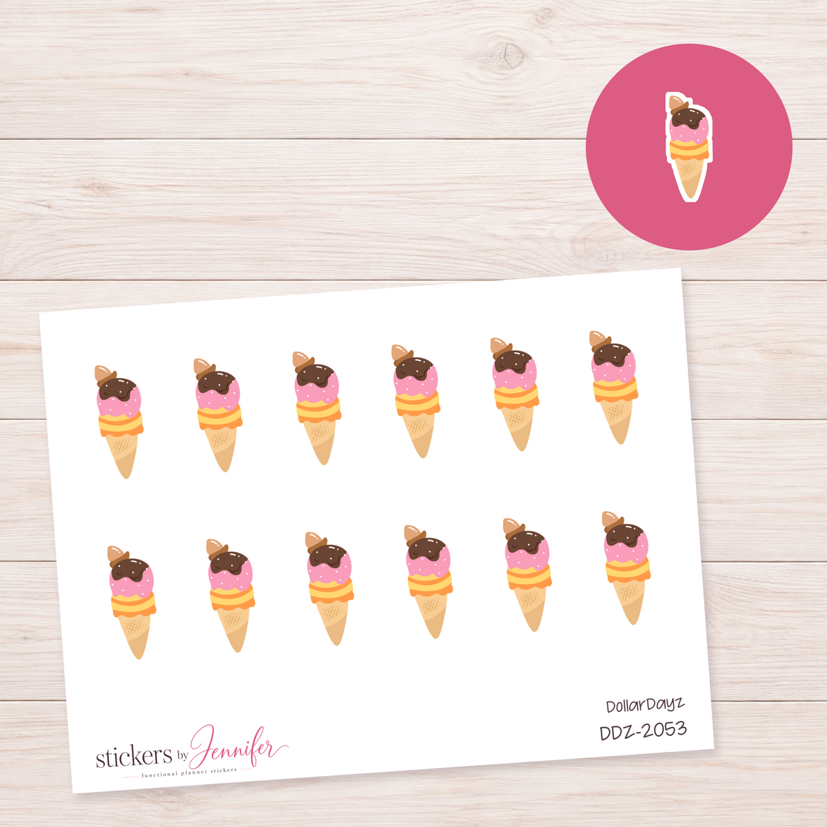 Stacked Ice Cream Scoops Planner Stickers | DDZ-2053