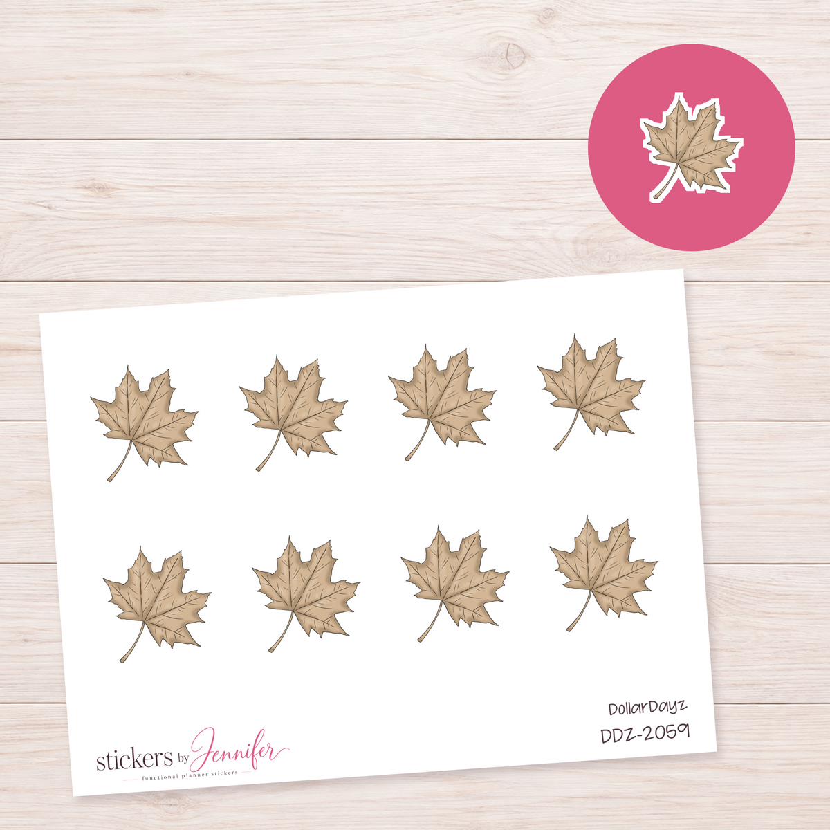Neutral Maple Leaf Planner Stickers | DDZ-2059