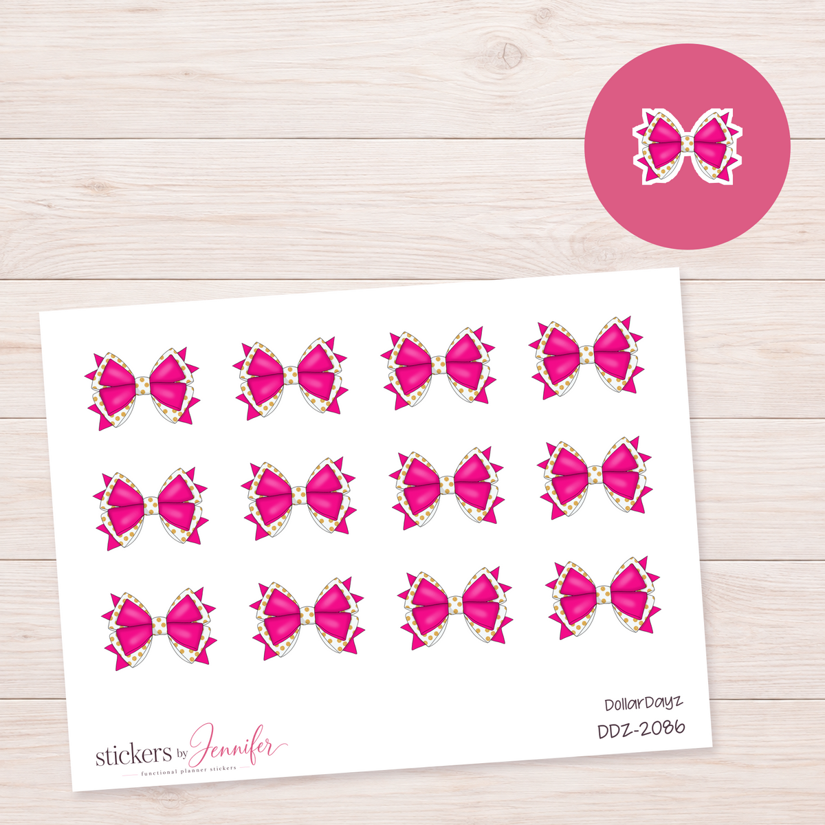 Pink Decorative Bow Planner Stickers | DDZ-2086