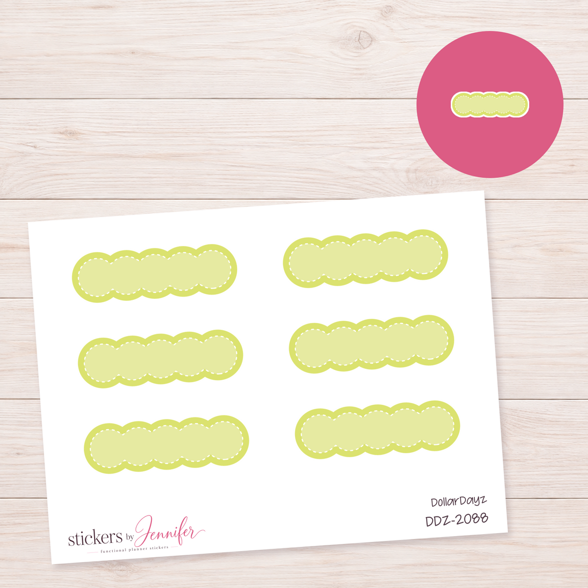 Lime Scalloped Label Planner Stickers | DDZ-2088