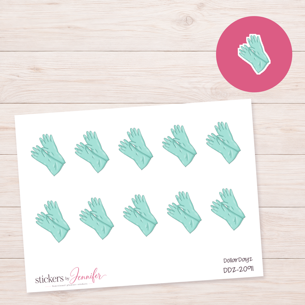 Mint Cleaning Gloves Planner Stickers | DDZ-2091
