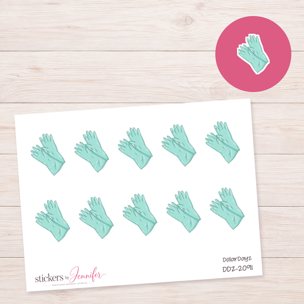 Mint Cleaning Gloves Planner Stickers | DDZ-2091