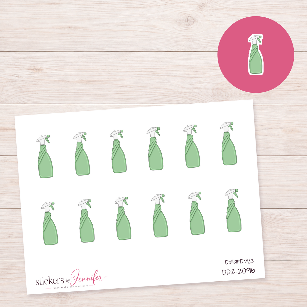 Green Spray Bottle Planner Stickers | DDZ-2096