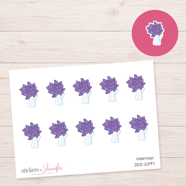 Purple Flowers in Vase Planner Stickers | DDZ-2097
