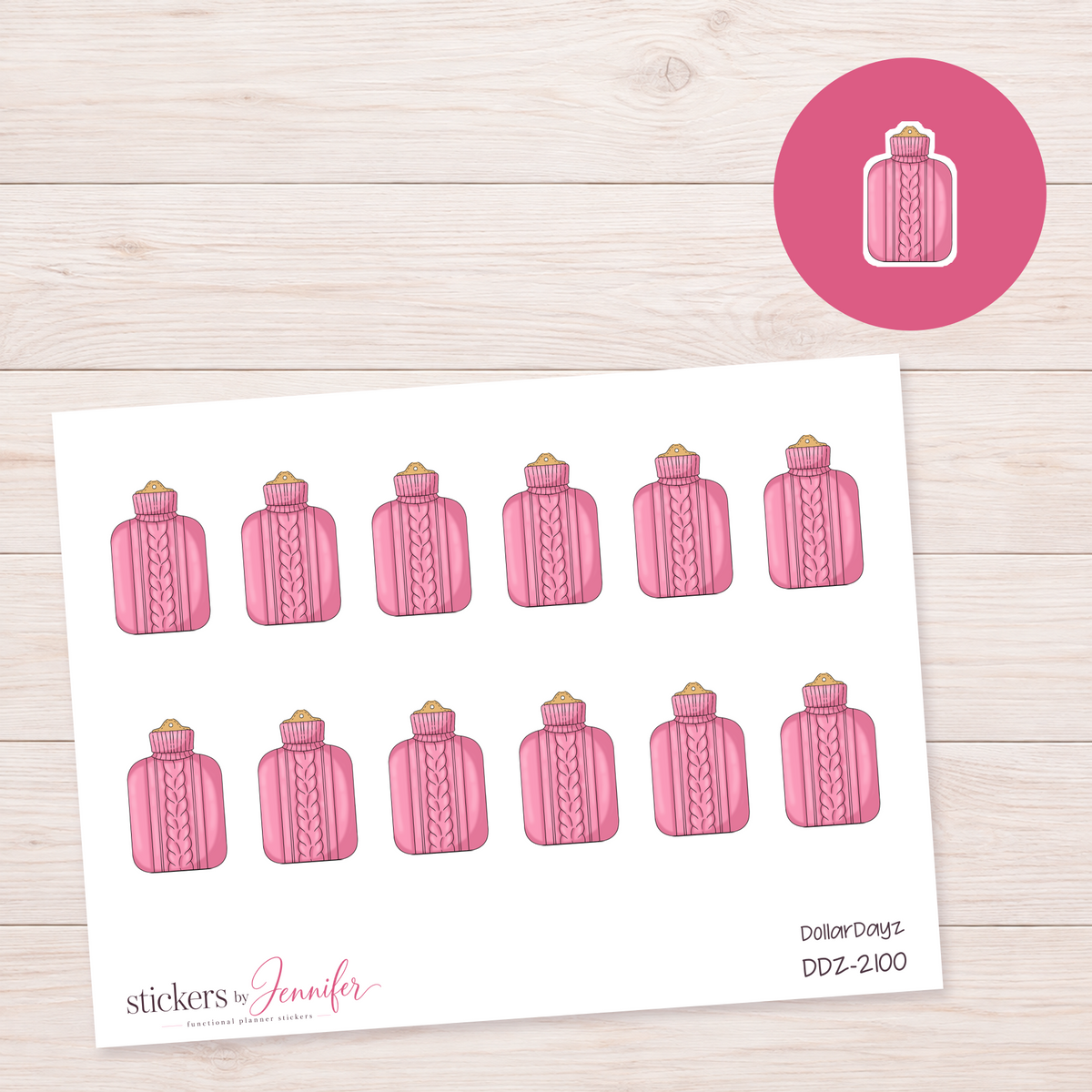 Pink Cable-Knit Bottle Cover Planner Stickers | DDZ-2100