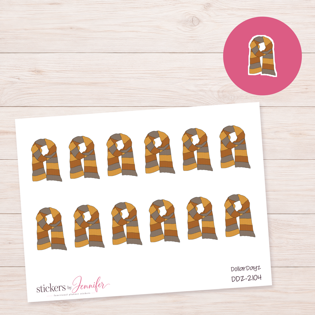 Golden Striped Scarf Planner Stickers | DDZ-2104