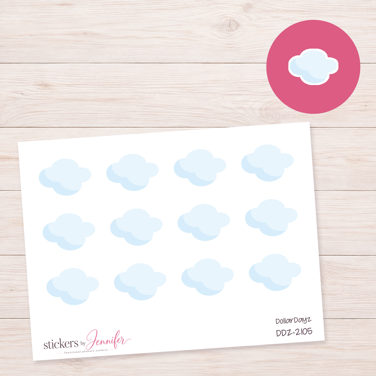 Pale Blue Cloud Planner Stickers | DDZ-2105