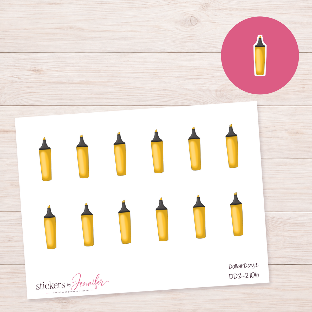 Golden Highlighter Planner Stickers | DDZ-2106