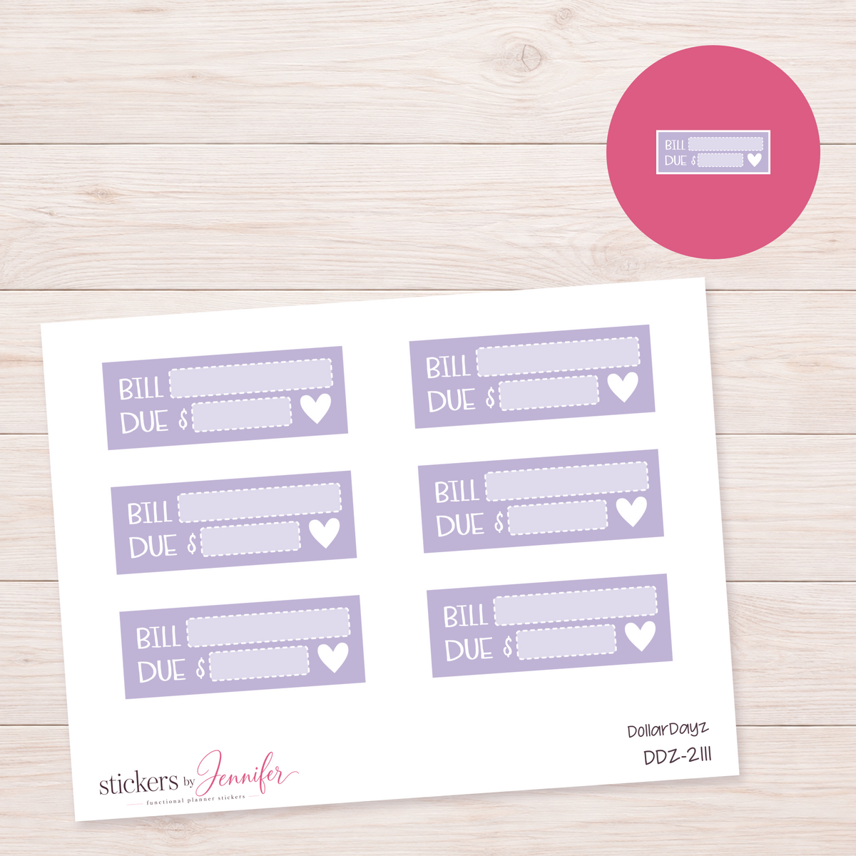 Lavender Bill Due Label Planner Stickers | DDZ-2111