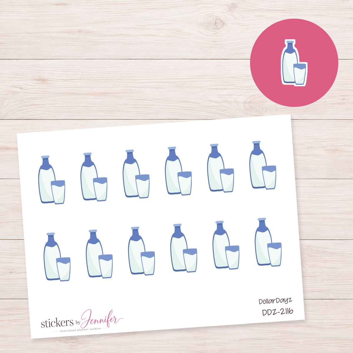Milk Bottle and Glass Planner Stickers | DDZ-2116