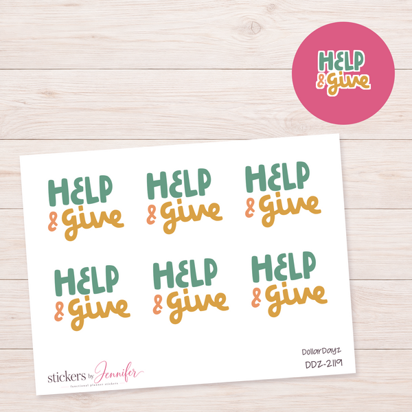 Help and Give Lettering Planner Stickers | DDZ-2119