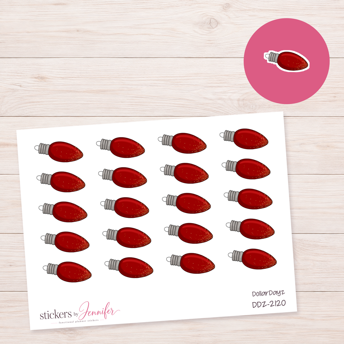 Glitter Red Holiday Bulb Planner Stickers | DDZ-2120