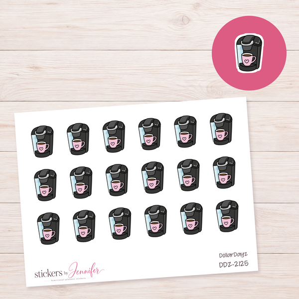 Pale Pink Coffee Maker Planner Stickers | DDZ-2125