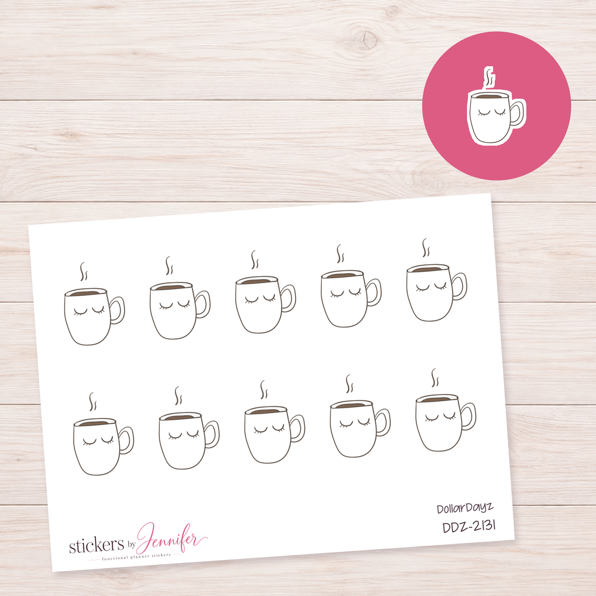 Sleepy Coffee Mug Planner Stickers | DDZ-2131