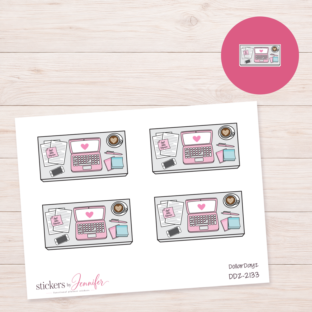 Pale Pink Laptop Workspace Planner Stickers | DDZ-2133
