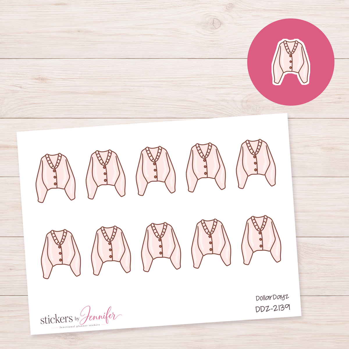 Pink Cardigan Planner Stickers | DDZ-2139