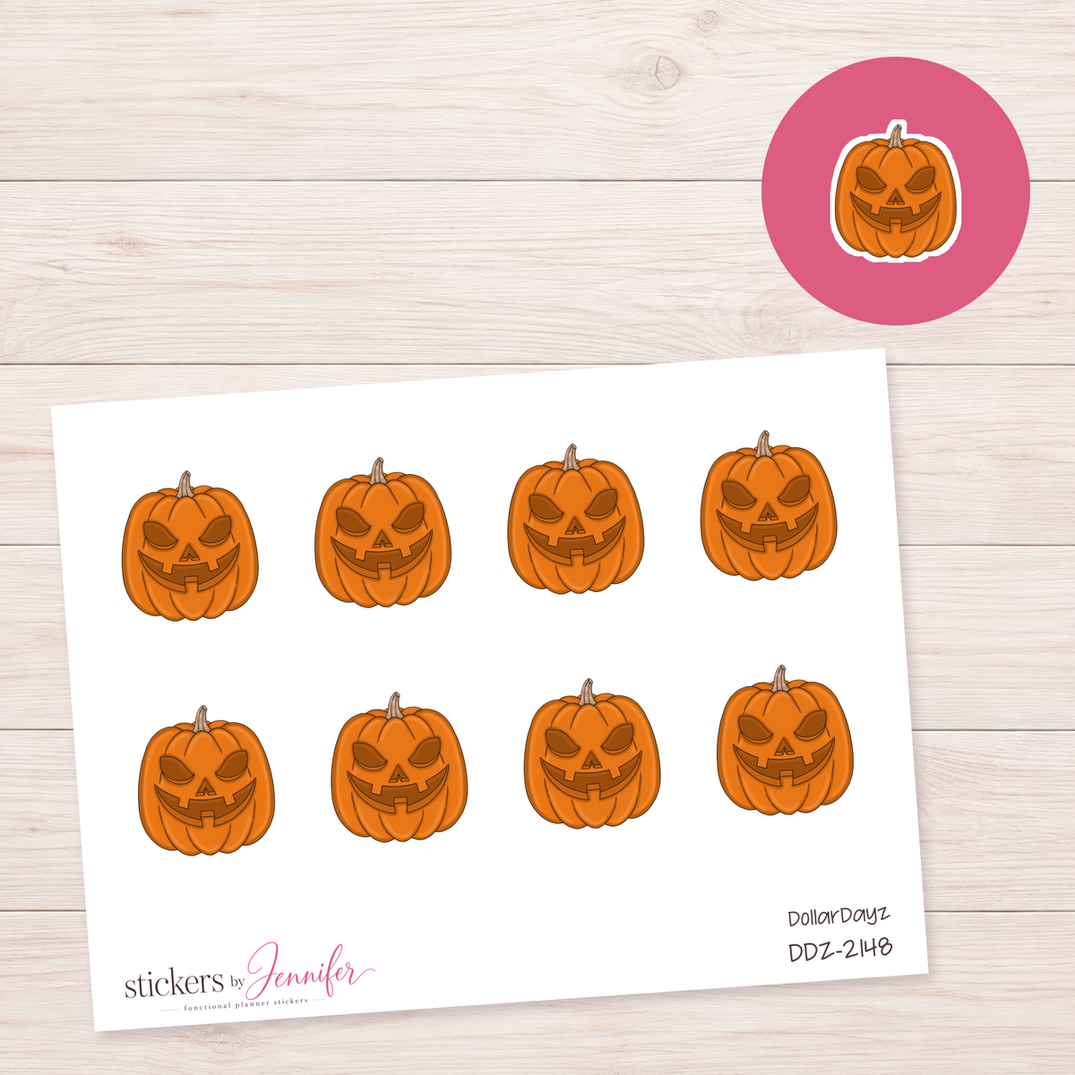 Grinning Orange Pumpkin Planner Stickers | DDZ-2148