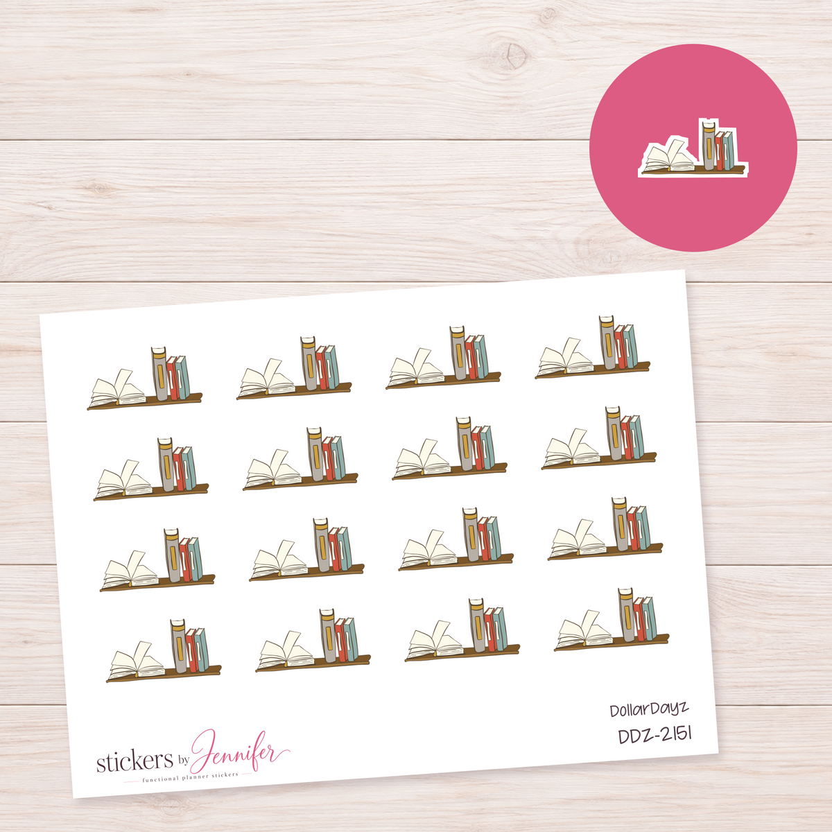 Books on a Shelf Planner Stickers | DDZ-2151