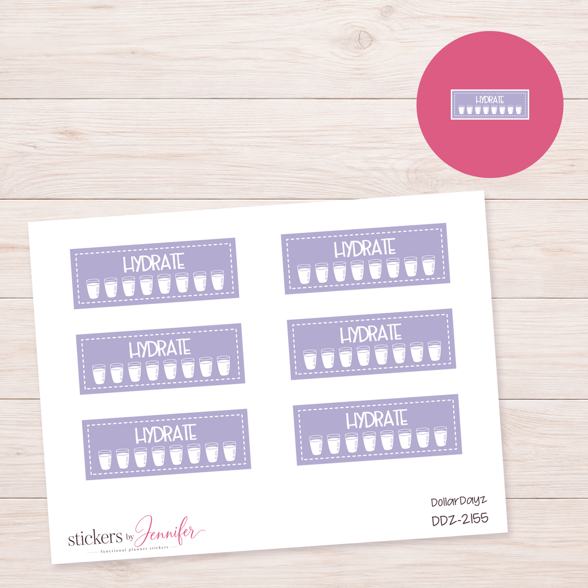 Lavender Water Glass Tracker Planner Stickers | DDZ-2155