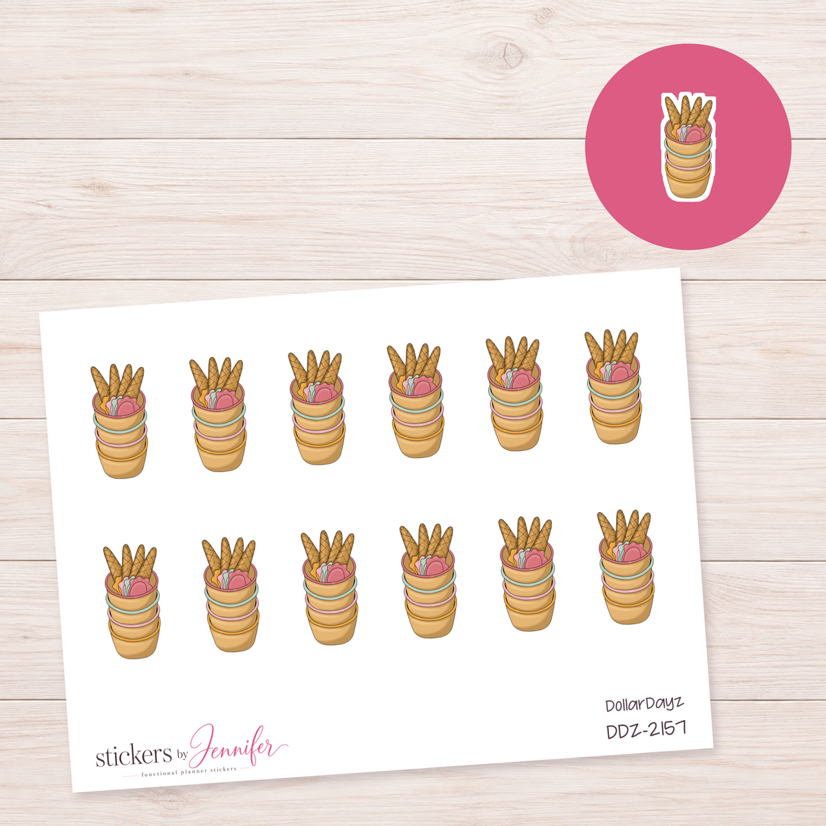 Colorful Dessert Cups Planner Stickers | DDZ-2157