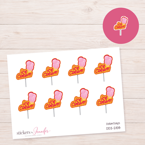 Ice Cream Stand Sign Planner Stickers | DDZ-2158