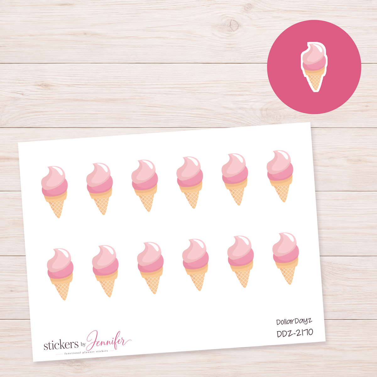 Pale Pink Soft Serve Planner Stickers | DDZ-2170