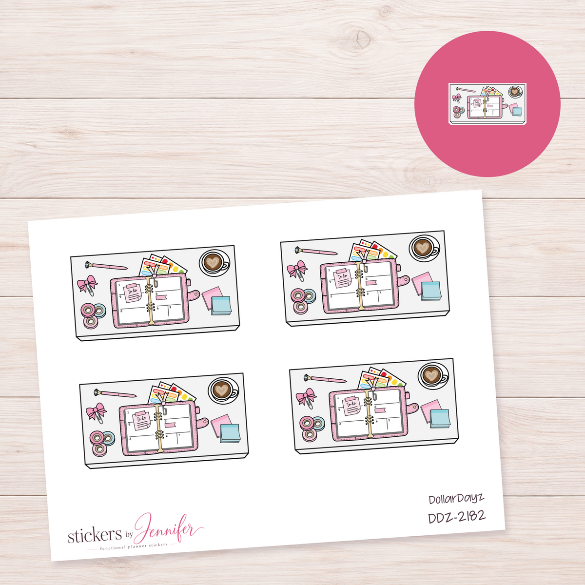 Pale Pink Open Planner Workspace Planner Stickers | DDZ-2182