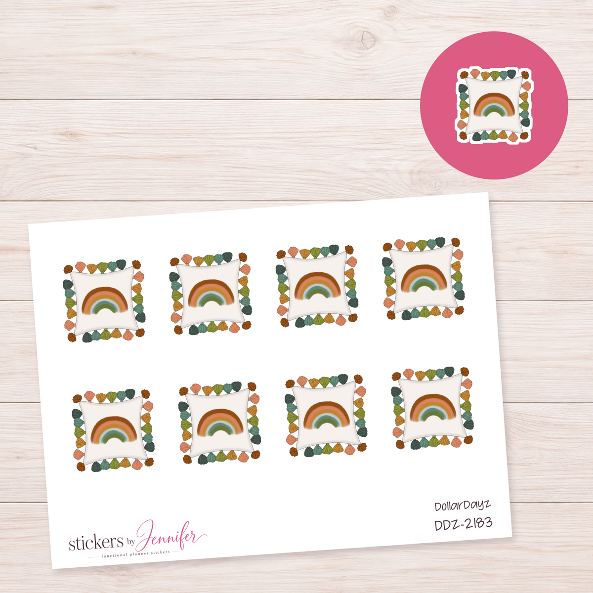 Rainbow Tassel Pillow Planner Stickers | DDZ-2183