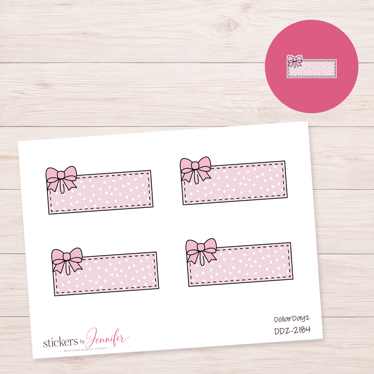 Pale Pink Bow Label Planner Stickers | DDZ-2184