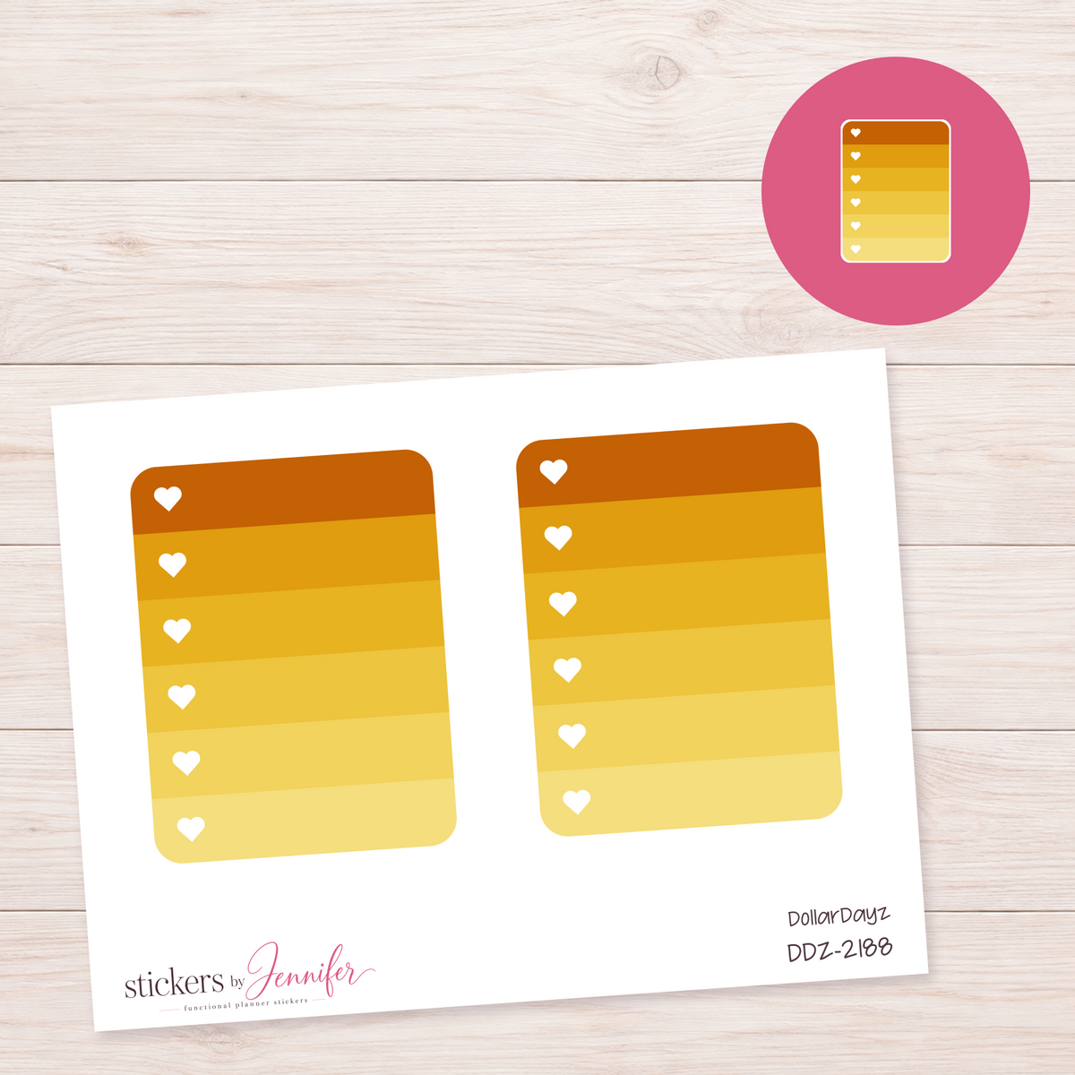 Golden Orange Heart Checklist Planner Stickers | DDZ-2188