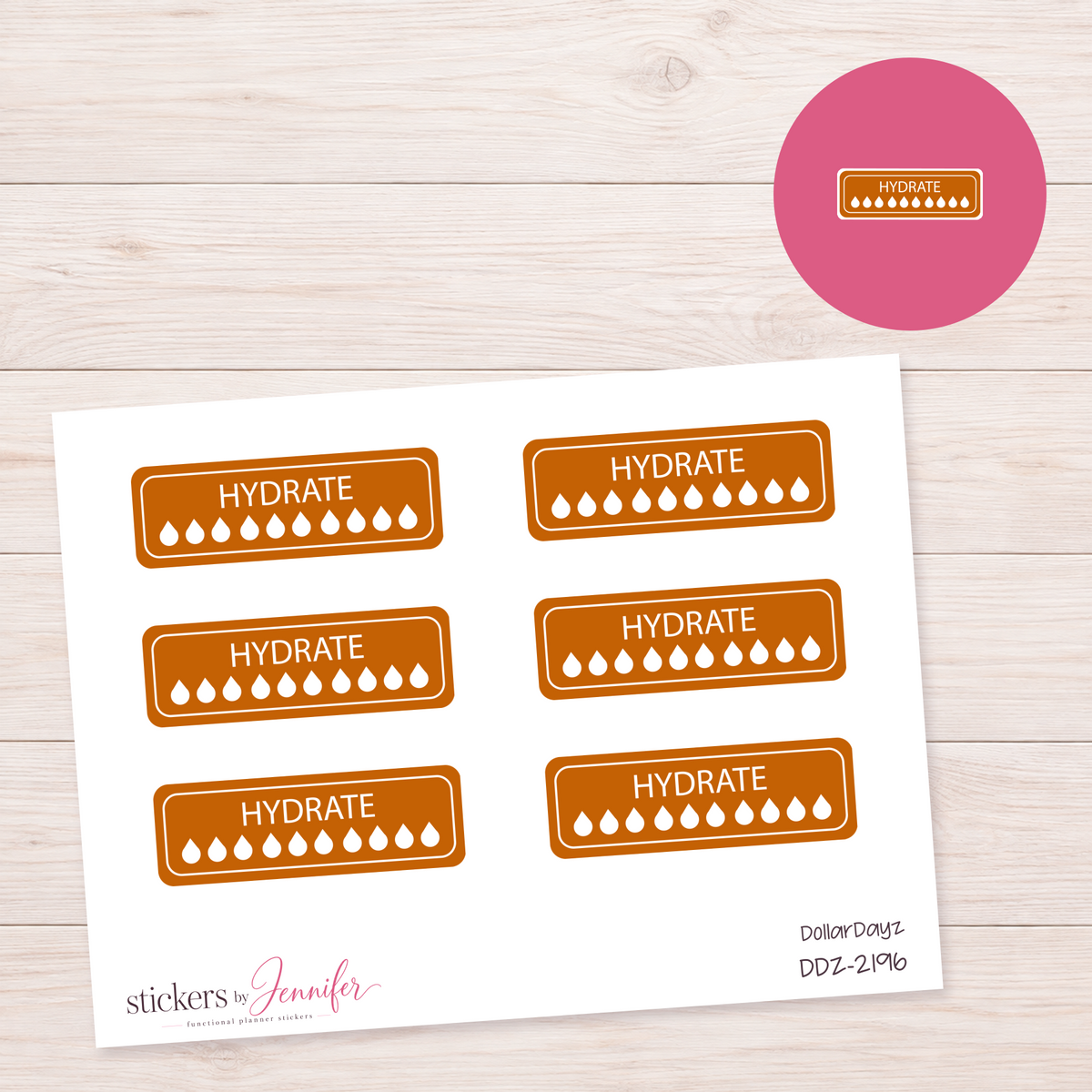Golden Orange Hydration Tracker Planner Stickers | DDZ-2196