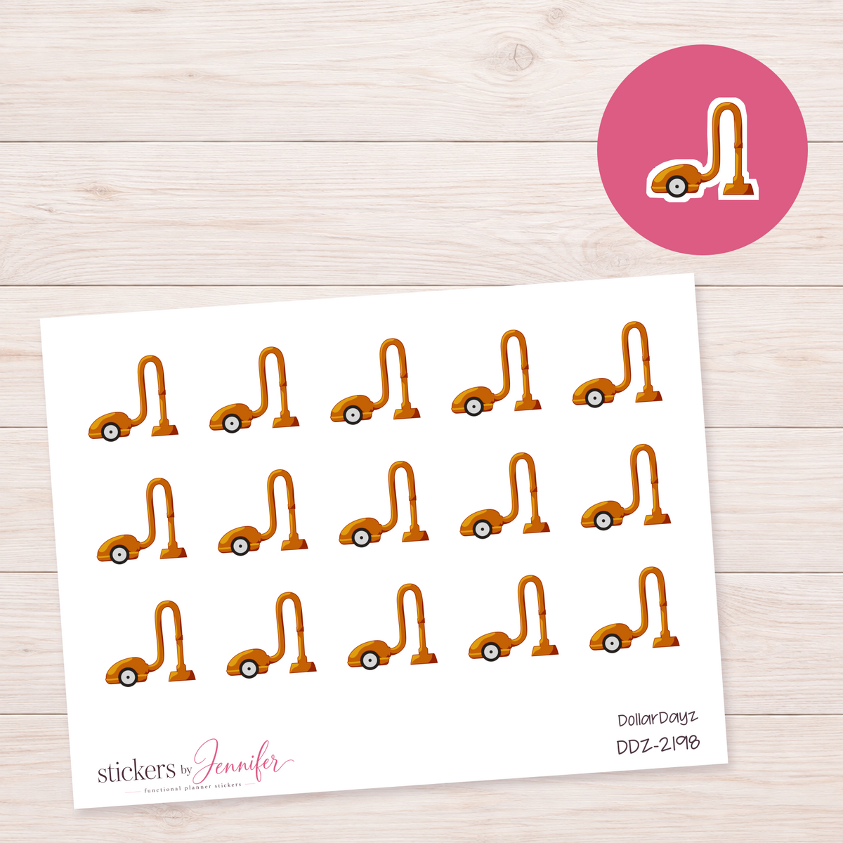 Golden Orange Vacuum Cleaner Planner Stickers | DDZ-2198