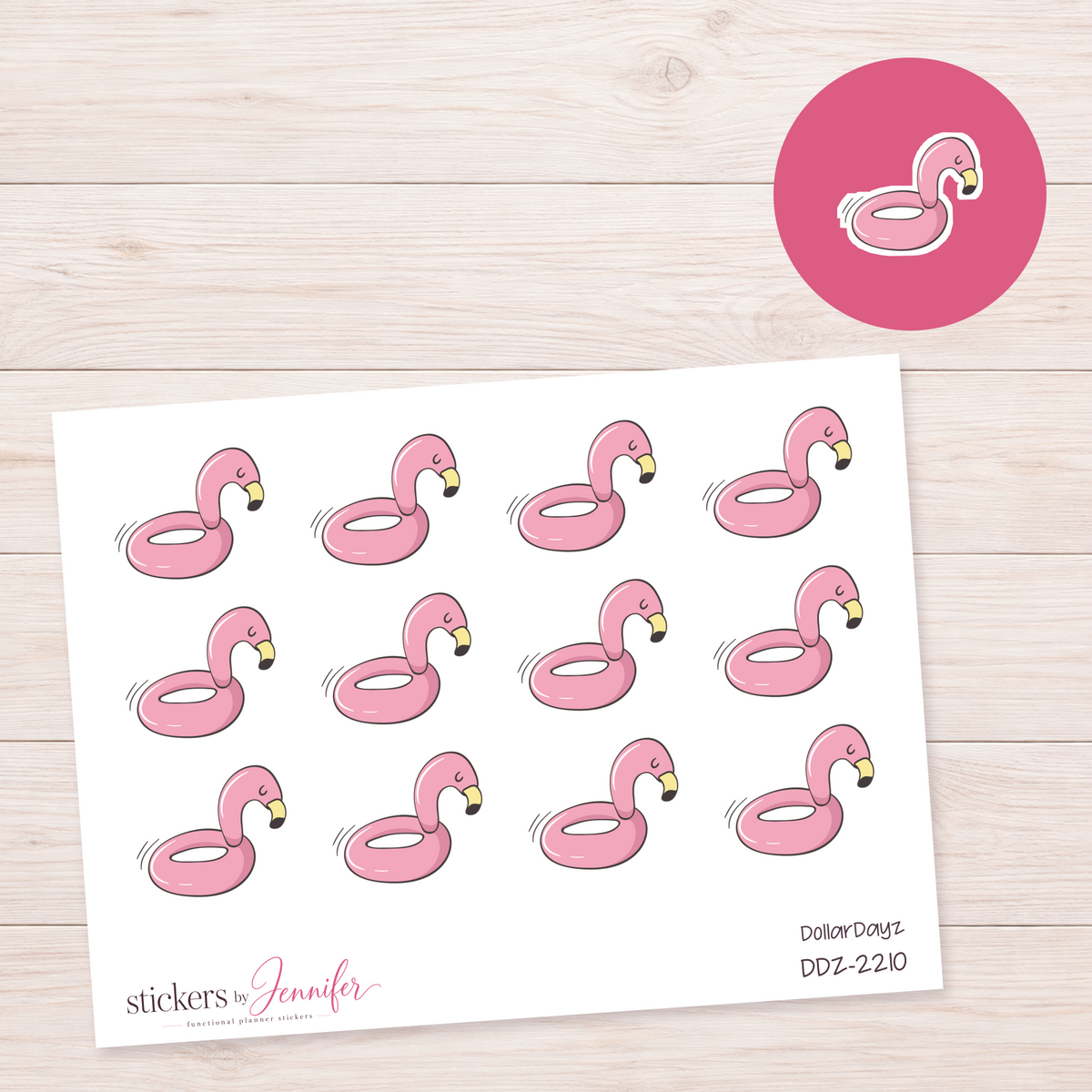 Pink Flamingo Float Planner Stickers | DDZ-2210