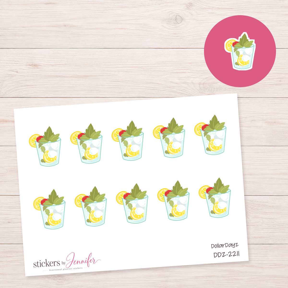 Citrus Mint Drink Planner Stickers | DDZ-2211