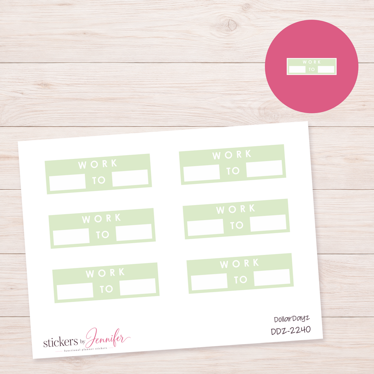 Pale Green Work Hours Label Planner Stickers | DDZ-2240