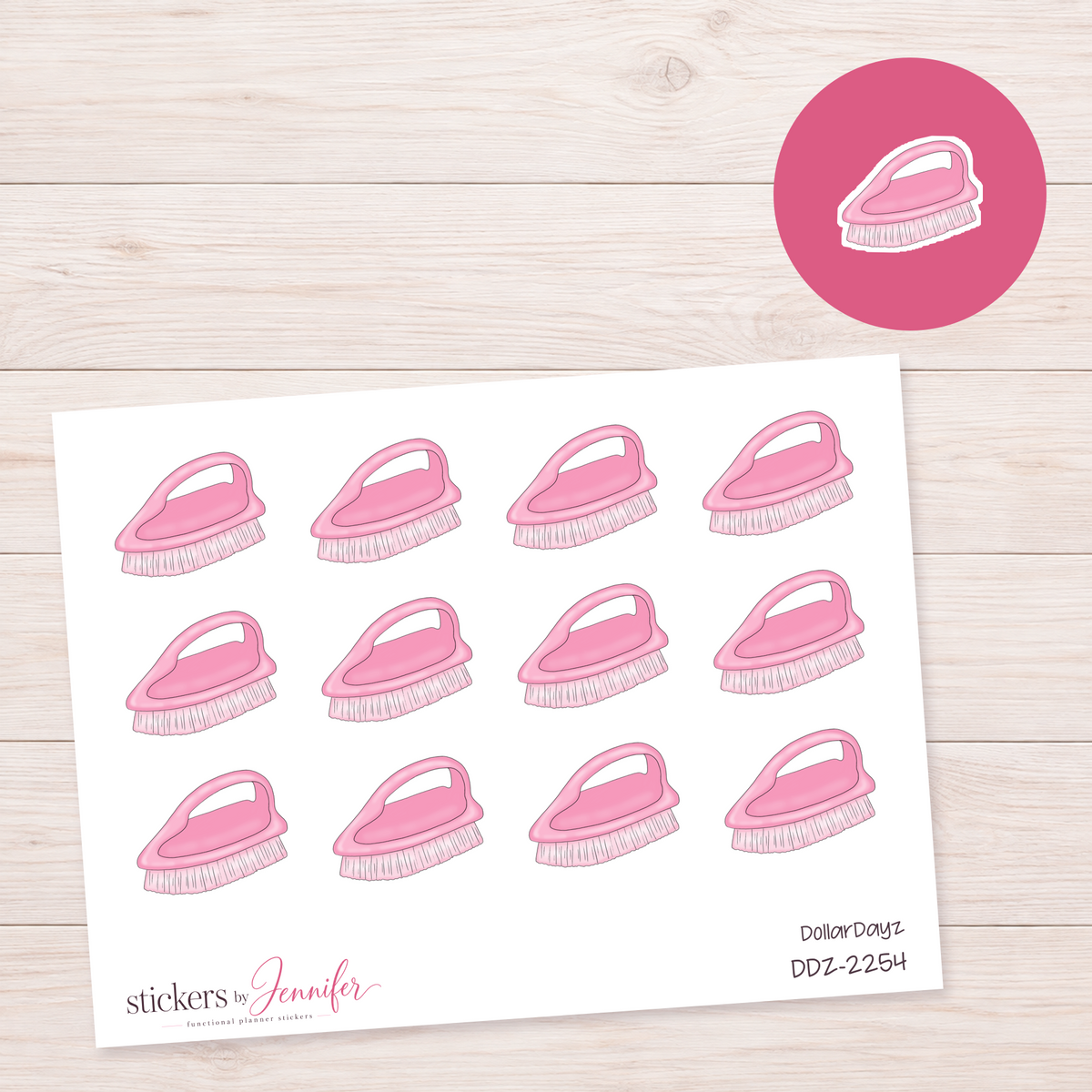 Pink Scrub Brush Planner Stickers | DDZ-2254
