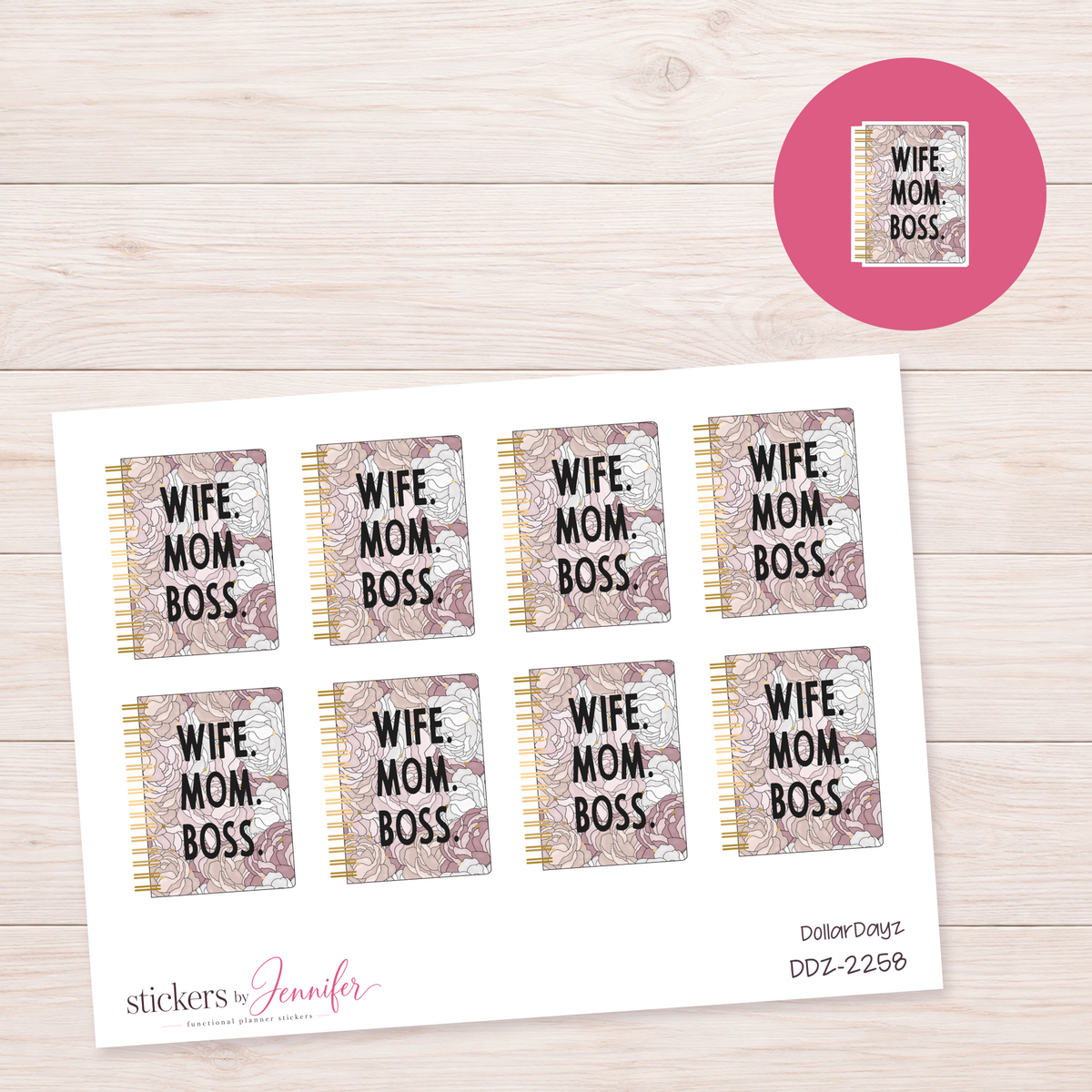 Wife Mom Boss Notebook Planner Stickers | DDZ-2258
