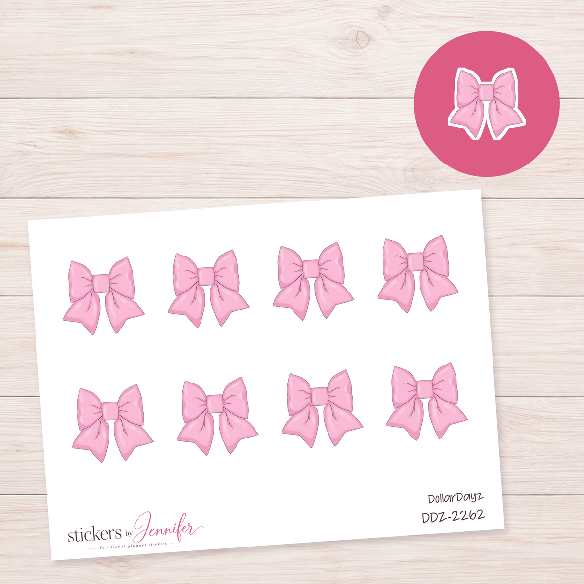 Pink Ribbon Bow Planner Stickers | DDZ-2262
