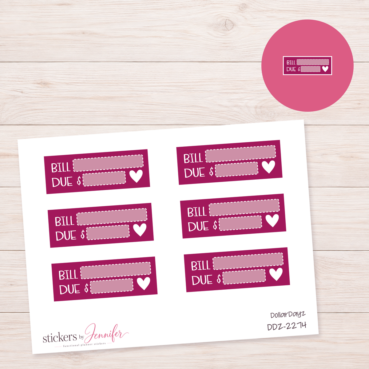 Berry Bill Due Label Planner Stickers | DDZ-2274